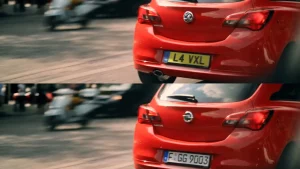Opel Vauxhall Corsa. Zwei Bilder übereinander zum Vergleichen.